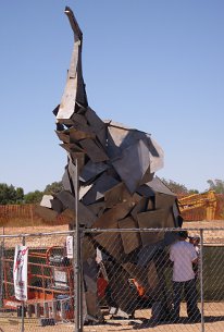 Sculpture being installed, March 31, 2011 Loxodonta africana sculpture being installed in Tucson, March 31, 2011