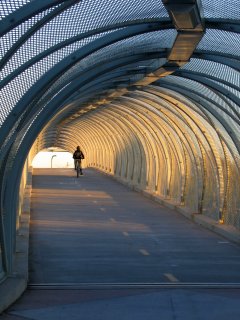 Bicyclist inside rattlesnake bridgel